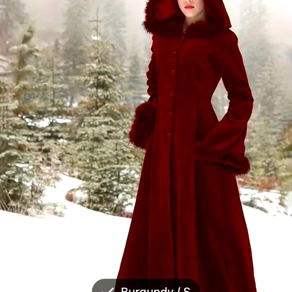 Maxi Coat With Faux Fur Trim